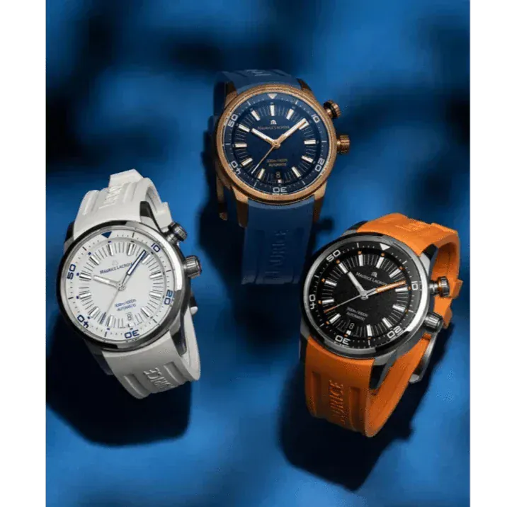 Maurice Lacroix Pontos Divers Limited Edition Blue Dial Blue Leather Strap Watch For Men - PT6248-BRZ0B-430-4