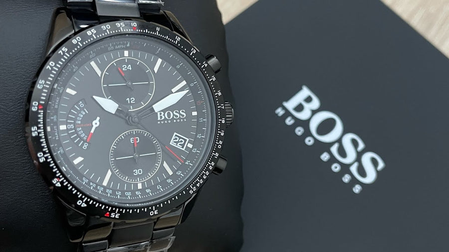 Hugo Boss Aero Black Dial Black Steel Strap Watch for Men - 1513771
