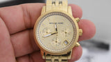 Michael Kors Ritz Chronograph Gold Dial Gold Steel Strap Watch for Women - MK5676