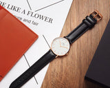 Daniel Wellington watch with black leather strap