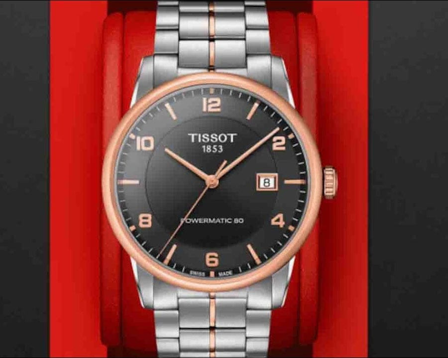 Tissot T Classic Luxury Powermatic 80 Black Dial Silver Steel Strap Watch For Men - T086.407.22.067.00