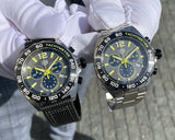 Two Tag Heuer watches on display