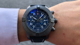 Breitling Super Avenger Chronograph 48 Night Mission Blue Dial Blue Leather Strap Watch for Men - V13375101C1X2