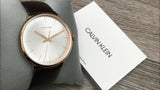 Calvin Klein High Noon Silver Dial Brown Leather Strap Watch for Men - K8M216G6