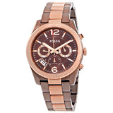 Fossil Perfect Boyfriend Multifunction Brown Dial Two Tone Steel Strap Watch for Women - ES4284