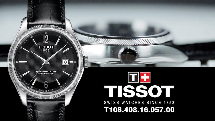 Tissot Ballade Powermatic 80 Cosc Black Dial Black Leather Strap Watch For Men - T108.408.16.057.00