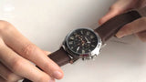 Fossil Grant Chronograph Black Dial Brown Leather Strap Watch for Men - FS4813