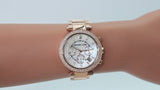 Michael Kors Parker White Dial with Diamonds Rose Gold Steel Strap Watch for Women - MK5491