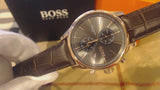 Hugo Boss Jet Grey Dial Brown Leather Strap Watch for Men - 1513281