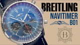 Breitling Navitimer B01 Chronograph 41 Blue Dial Black Leather Strap Watch for Men - AB0139241C1P1