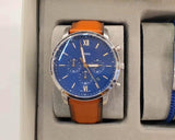 Fossil Neutra Chronograph Blue Dial Brown Leather Strap Watch for Men - FS5791