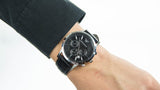 Emporio Armani Renato Chronograph Black Dial Black Leather Strap Watch For Men - AR2447