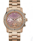 Guess Confetti Pink Dial Rose Gold Steel Strap Watch For Women - W0774L3