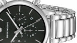 Emporio Armani Chronograph Black Dial Silver Steel Strap Watch For Men - AR1853