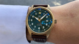 IWC Pilot's Watch Automatic Spitfire Green Dial Brown Leather Strap Watch for Men - IW326802