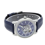 Emporio Armani Luigi Chronograph Blue Dial Black Leather Strap Watch For Men - AR60011