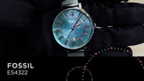 Fossil Jacqueline Mother of Pearl Blue Dial Silver Mesh Strap Watch for Women - ES4322