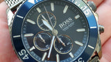 Hugo Boss Ocean Edition Blue Dial Black Mesh Bracelet Watch for Men - 1513702