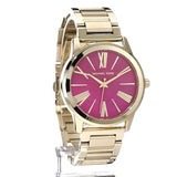 Michael Kors Hartman Quartz Pink Dial Gold Steel Strap Watch For Women - MK3520