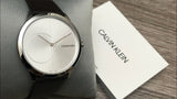 Calvin Klein Minimal Black Dial Black Leather Strap Watch for Men - K3M211C3