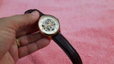 Fossil Townsman Automatic Skeleton White Dial Brown Leather Strap Watch for Men - ME3078