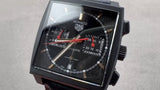 Tag Heuer Monaco Automatic Chronograph Black Dial Black Leather Strap Watch for Men - CBL2180.FC6497