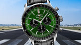 Breitling Navitimer B01 Chronograph 46 Green Dial Black Leather Strap Watch for Men - AB0137241L1P1