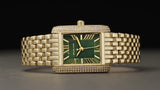 Michael Kors Emery Pave Analog Green Dial Gold Steel Strap Watch for Women - MK4742