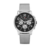 Tommy Hilfiger Chronograph Black Dial Silver Mesh Bracelet Watch for Men - 1791292