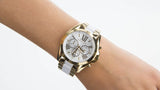 Michael Kors Bradshaw Chronograph White Dial Two Tone Steel Strap Watch For Women - MK5743