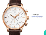 Tissot T Classic Tradition Chronograph White Dial Brown Leather Strap Watch For Men - T063.617.36.037.00