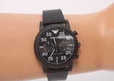 Emporio Armani Luigi Chronograph Black Dial Black Leather Strap Watch For Men - AR11133