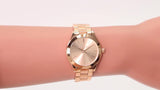 Michael Kors Slim Runway Rose Gold Dial Rose Gold Steel Strap Watch for Women - MK3513