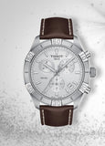 Tissot PR 100 Sport Quartz Chronograph Silver Dial Brown Leather Strap Watch For Men - T101.617.16.031.00