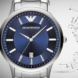 Emporio Armani Renato Blue Dial Silver Steel Strap Watch For Men - AR2477