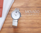 Movado Edge Silver Dial Silver Steel Strap Watch for Women - 3680012