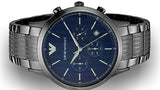 Emporio Armani Renato Chronograph Quartz Blue Dial Grey Steel Strap Watch For Men - AR2505