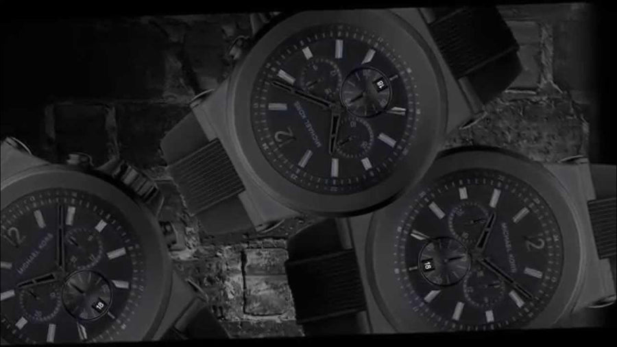 Michael Kors Dylan Black Dial Black Rubber Strap Watch for Men - MK8152
