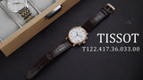 Tissot Carson Premium Chronograph White Dial Brown Leather Strap Watch For Men - T122.417.36.033.00