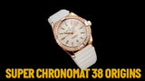 Breitling Super Chronomat Automatic 38 Origins Diamonds White Dial White Rubber Strap Watch for Women - R17356531G1S1