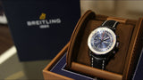 Breitling Navitimer 1 Chronograph 41mm Automatic Black Dial Black Leather Strap Mens Watch - A13324121B1P1