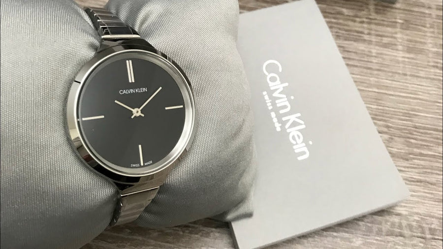 Calvin Klein Lively Black Dial Silver Steel Strap Watch for Women - K4U23121