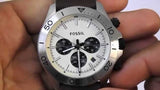 Fossil Retro Traveler Chronograph White Dial Brown Leather Strap Watch for Men - CH2886