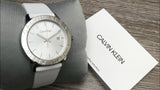 Calvin Klein Steady Silver Dial White Leather Strap Watch for Women - K7Q211L6