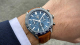 Tag Heuer Carrera Automatic Chronograph Blue Dial Brown Leather Strap Watch for Men - CBN2A1A.FC6537