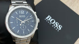 Hugo Boss Professional Chronograph Blue Dial Silver Steel Strap Watch for Men - 1513527