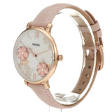 Fossil Jacqueline Three Hand Mother of Pearl Dial Pink Leather Strap Watch for Women - ES4671