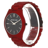 Michael Kors Slim Runway Quartz Black Dial Red Steel Strap Watch for Men - MK8712