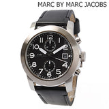 Marc Jacobs Larry Black Dial Black Leather Strap Watch for Men - MBM5033