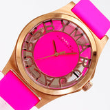 Marc Jacobs Henry Skeleton Pink Dial Pink Leather Strap Watch for Women - MBM1243